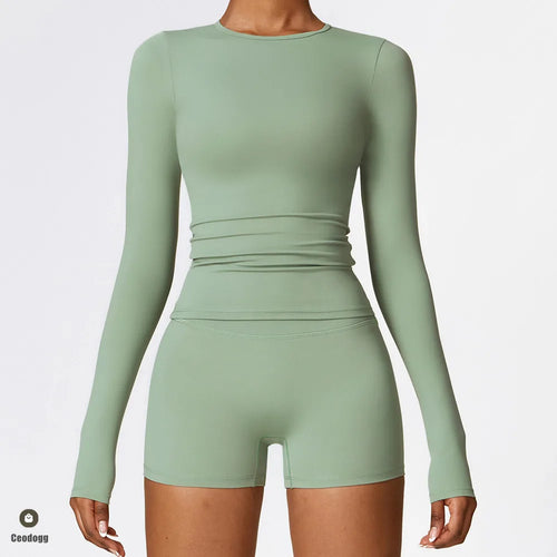 2025 Yoga Shirts Women Long Sleeve Winter Fitness Running Gym Clothes Workout Dry Fit Breathable High Elastic Sports Crop Tops